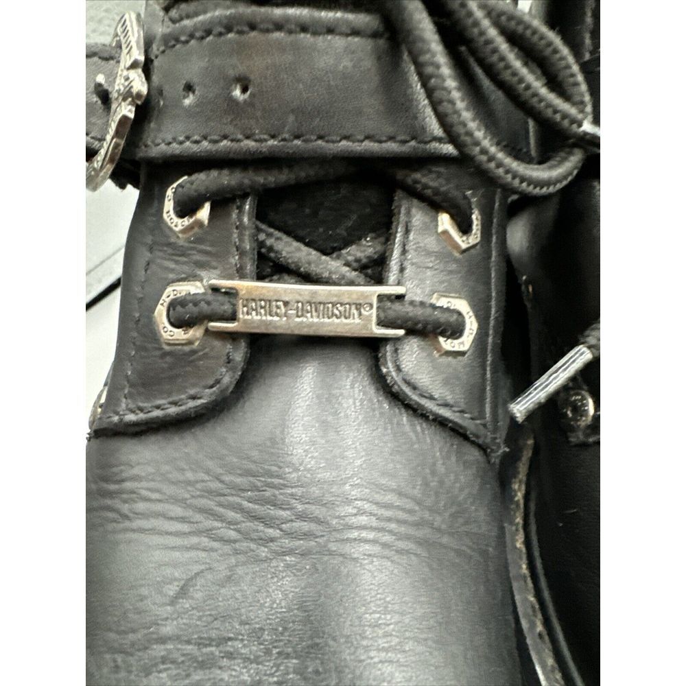 Harley Davidson Boots Men 7 1/2 Lace Up Buckle Logo Ride Moto Combat - Picture 4 of 8